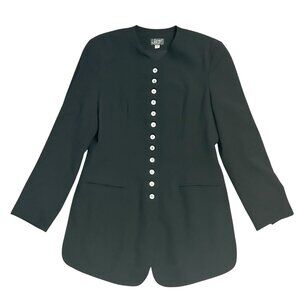 Vtg. Boutique Brand Women's Size 10 Black Wool Blend MOP Buttons Blazer Jacket